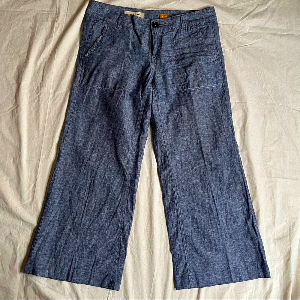 Anthropologie Pilcro & The Letterpress Wide Leg Linen Trouser Pants Size 8